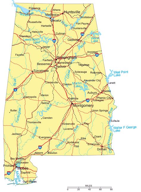 Map of Alabama Cities .